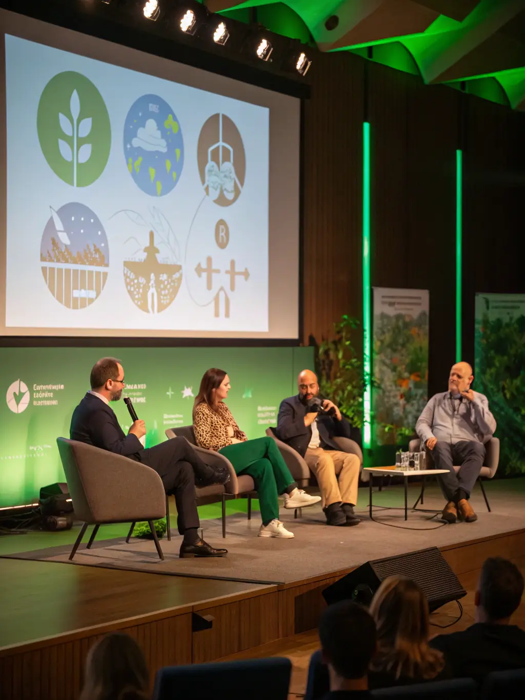A picture of a panel discussion at a circular economy conference, highlighting expert insights and thought leadership.